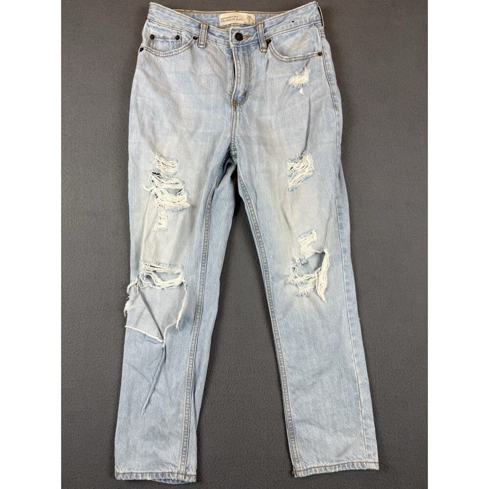 Abercrombie & Fitch Girlfriend Jean High Rise Size 26 Blue Light Wash Distressed